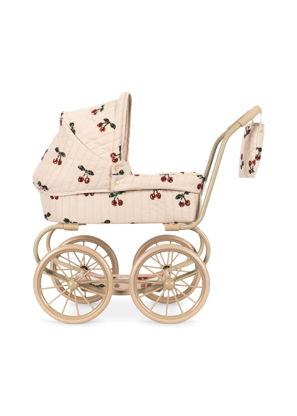 Konges Sløjd Mini Poppenwagen in Mon Cheri Sequin, vintage poppenwagen voor poppenouders, bij De Gele Flamingo