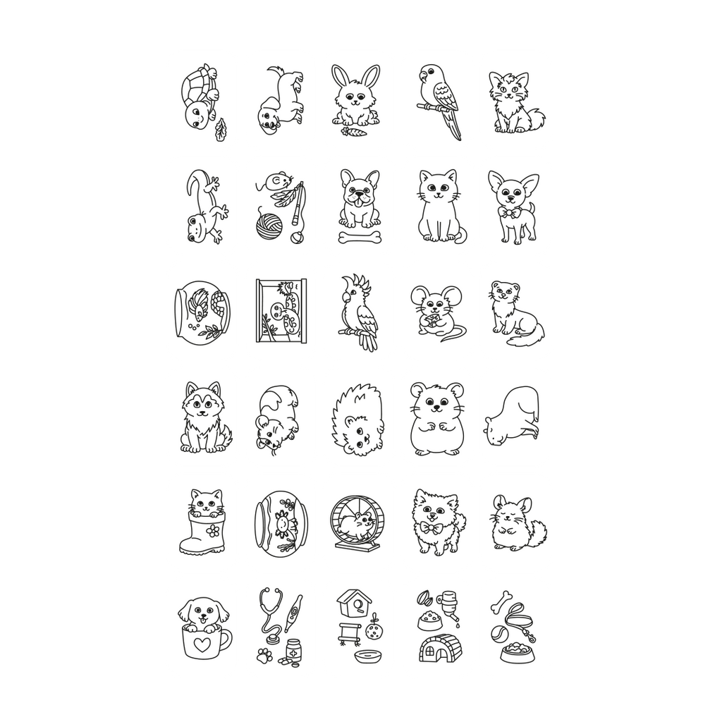 Kidywolf Kidydraw-Mini Tablet 30 Tekeningen Tekenbord Huisdieren, de huisdierentekeningen