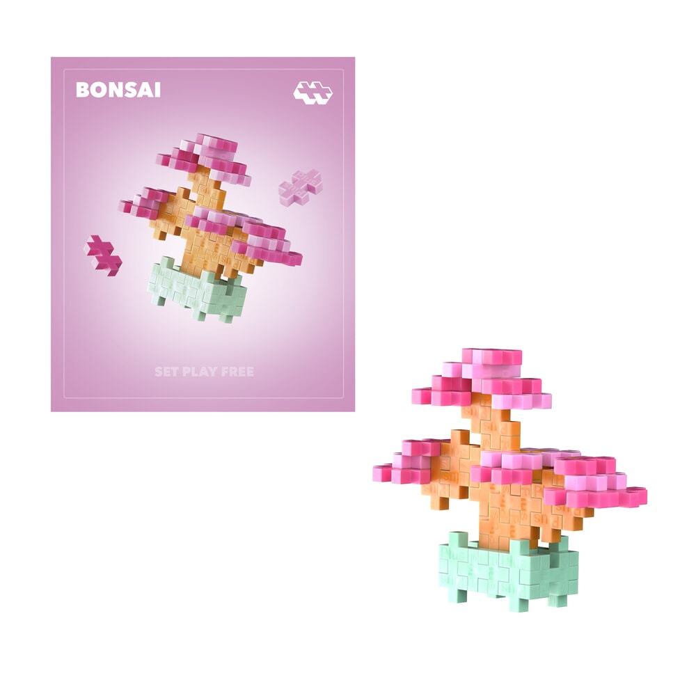 Plus Plus Plant Pack Pink Bonsai - gebouwde roze bonsai in 3D
