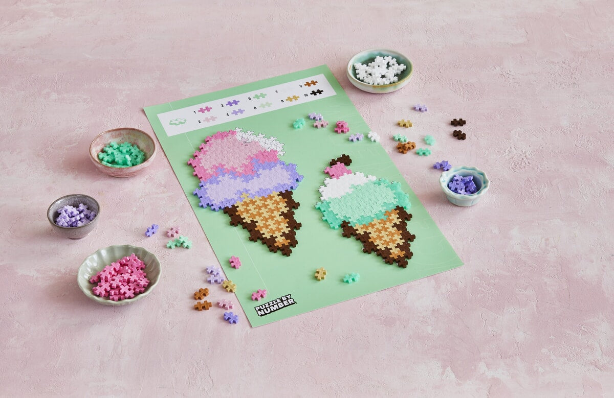 Plus Plus Puzzle By Number Ice Cream Cones set met 250 steentjes in ijsjestinten