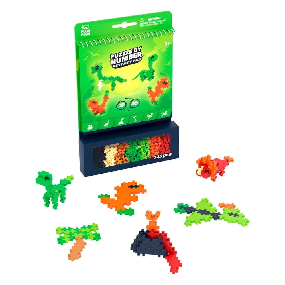 Plus Plus Activity Pad Dino - gebouwde dinosaurus in 3D