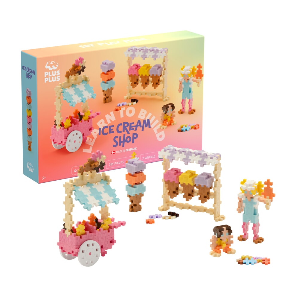 Plus Plus Learn To Build Ice Cream Shop - gebouwde ijssalon in 3D