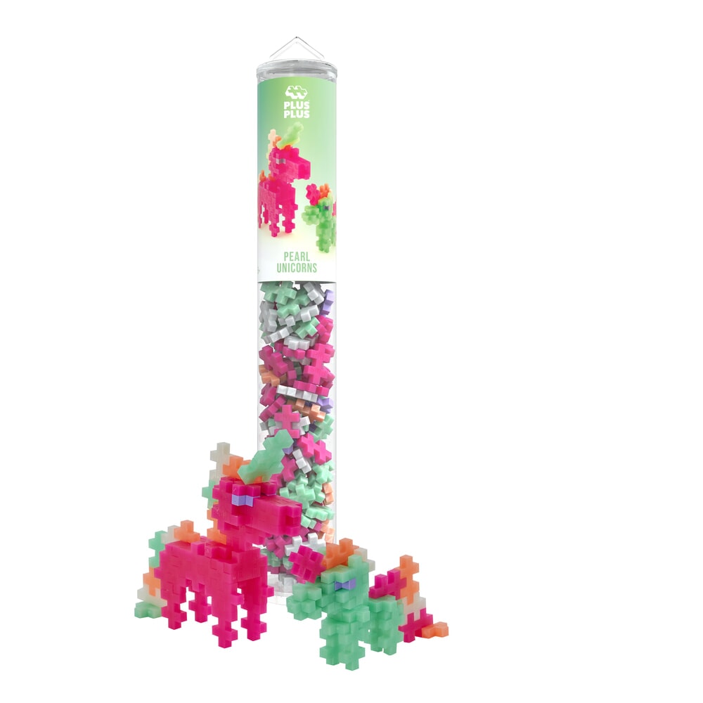 Plus Plus Pearl Eenhoorn tube met 100 steentjes met parelmoerglans