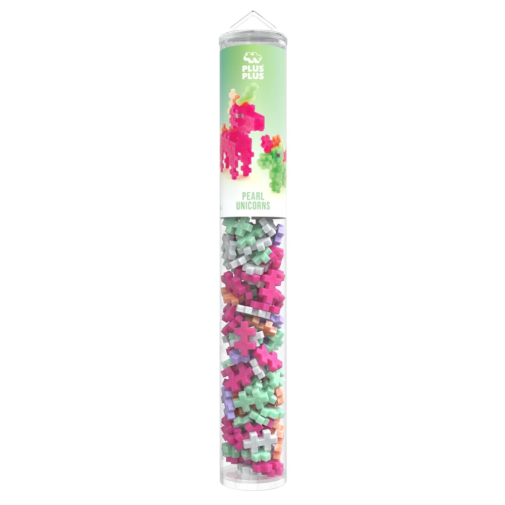 Plus Plus Pearl Eenhoorn tube met 100 steentjes met parelmoerglans