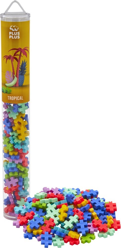 Plus Plus Tube Tropical met 100 steentjes in tropische kleuren