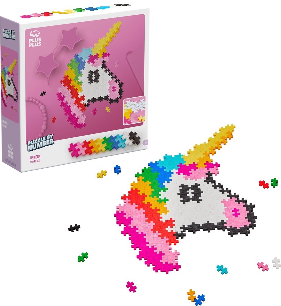 Plus Plus Puzzle By Number Eenhoorn set met 250 pastelsteentjes