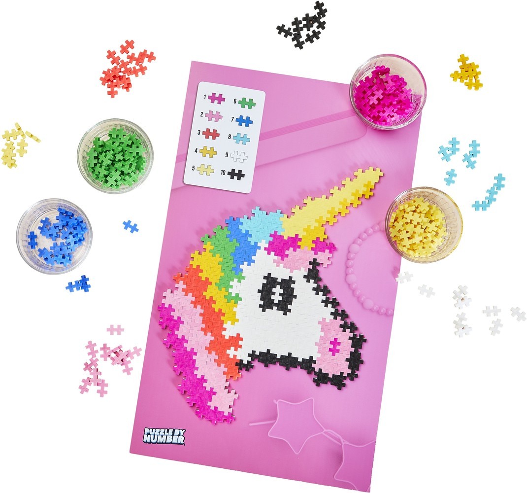 Plus Plus Puzzle By Number Eenhoorn set met 250 pastelsteentjes