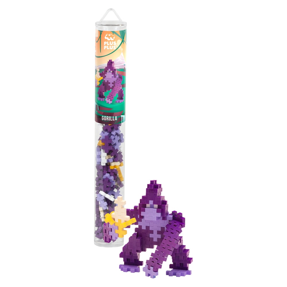 Plus-Plus Tube Gorilla met 100 bouwsteentjes en nagebouwde gorilla