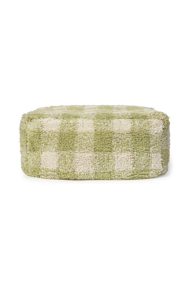 Lorena Canals Vichy Matcha zitpoef in 97% katoen met wasbare hoes, uit het aanbod van De Gele Flamingo