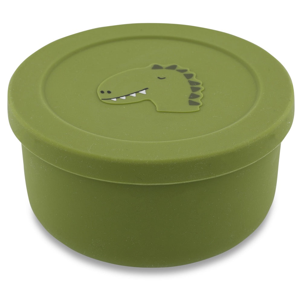 Trixie silicone snackbox Mr. Dino met deksel vooraanzicht