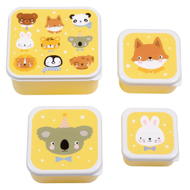 A Little Lovely Company lunch en snack box set met Dierenvriendjes-print, vooraanzicht