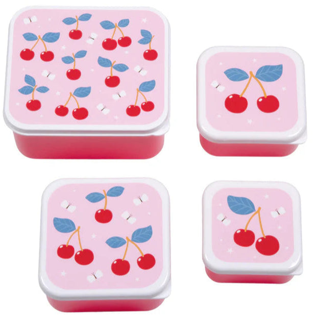 A Little Lovely Company lunch en snack box set met Kersen-print, vooraanzicht