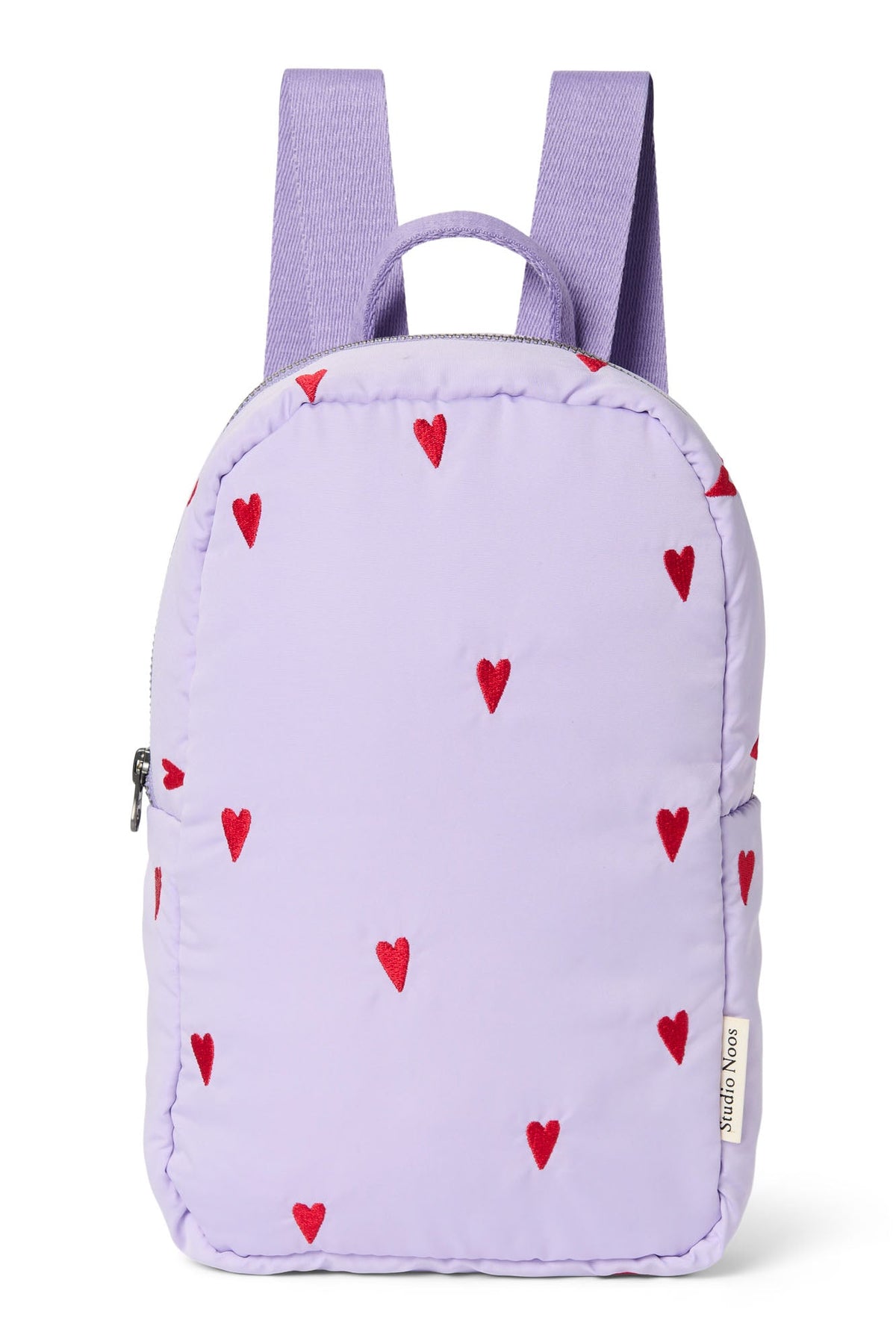 Studio Noos mini rugzakje Paars Puffy Hearts, kinderrugzak van De Gele Flamingo