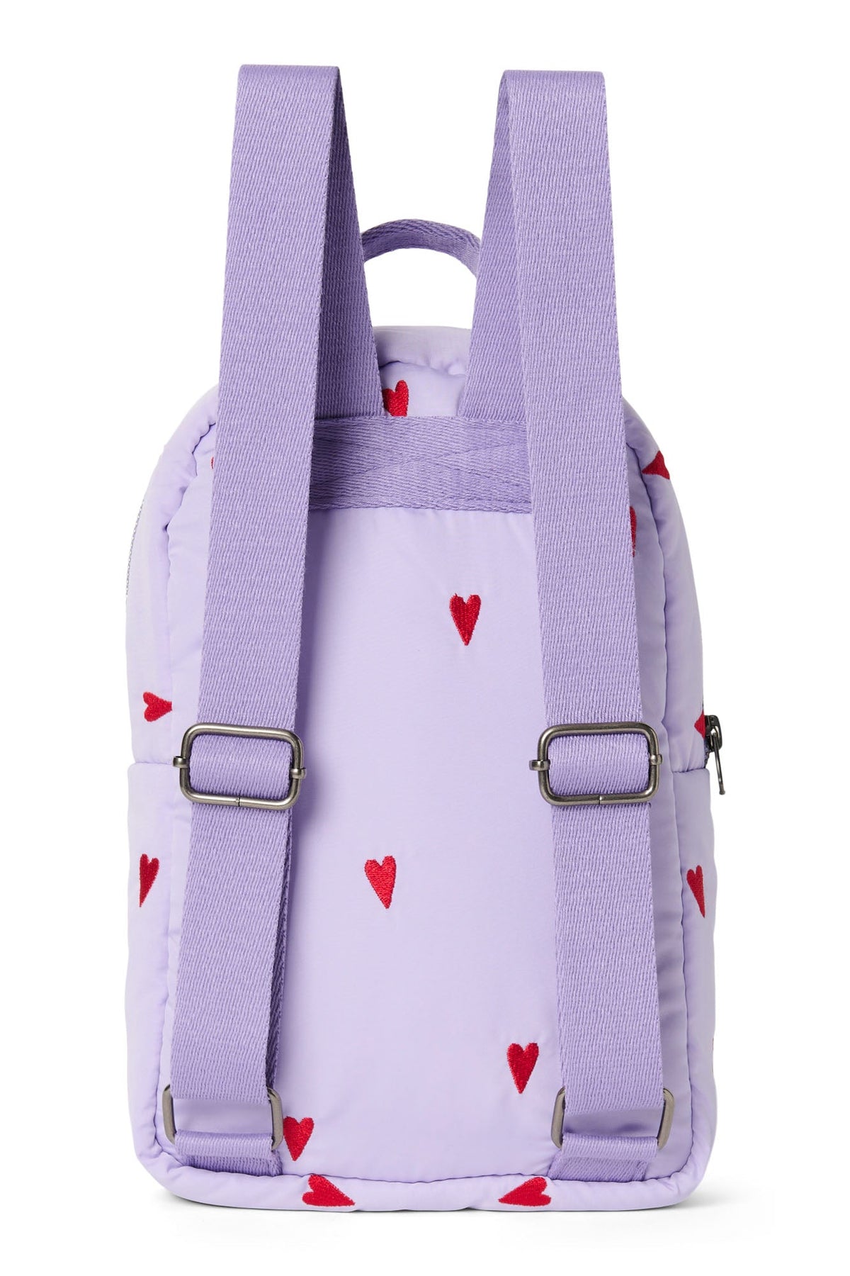 Studio Noos mini rugzakje Paars Puffy Hearts, kinderrugzak van De Gele Flamingo