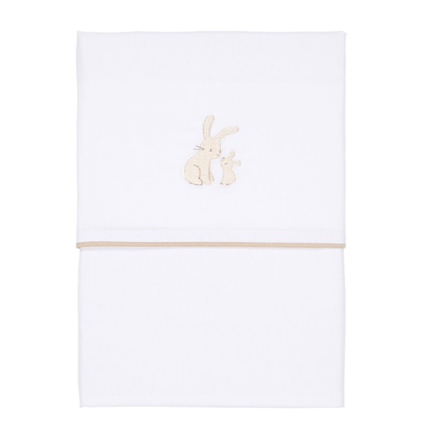 * Little Dutch Wieglaken 70x100cm Baby Bunny geborduurd | Wit