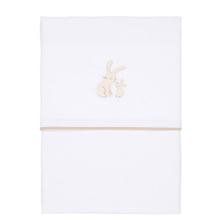 * Little Dutch Wieglaken 70x100cm Baby Bunny geborduurd | Wit