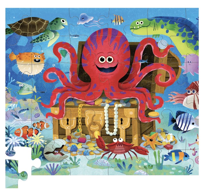 Crocodile Creek puzzel De Schat van de Octopus met 36 stukjes, te koop bij De Gele Flamingo.