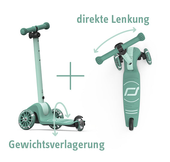 Scoot and Ride Highwaykick 3S step in Forest, schuin vooraanzicht