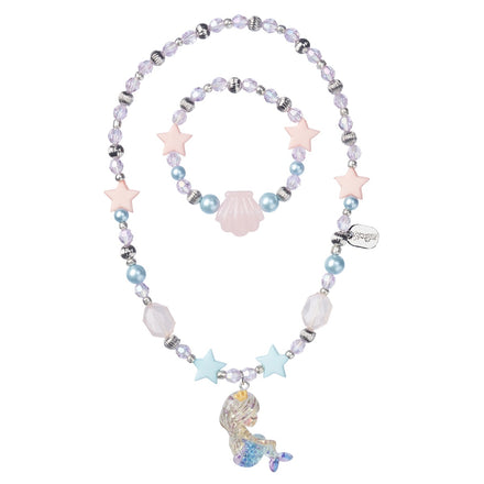Souza Ketting en Armband Set Maxe Zeemeermin met pastelkralen en zeemeerminnenbedel