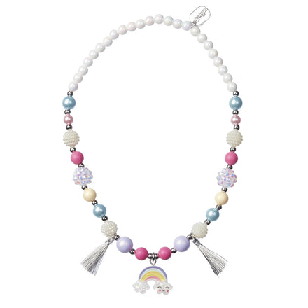 Souza Ketting en Armband Set Soraya Regenboog met regenboogbedel en kwastjes voor kinderen