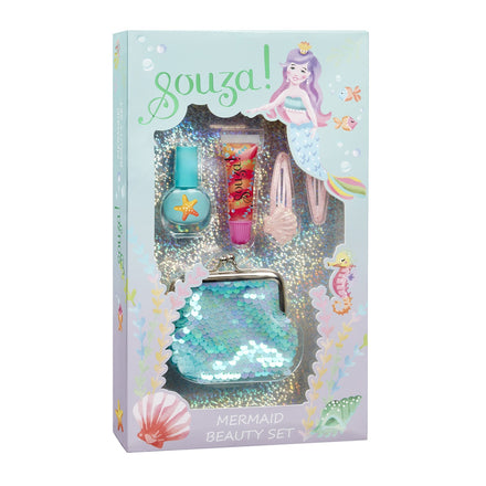 Souza Make-Up Set Zeemeermin met nagellak lipgloss haarspeldjes en portemonnee voor kinderen