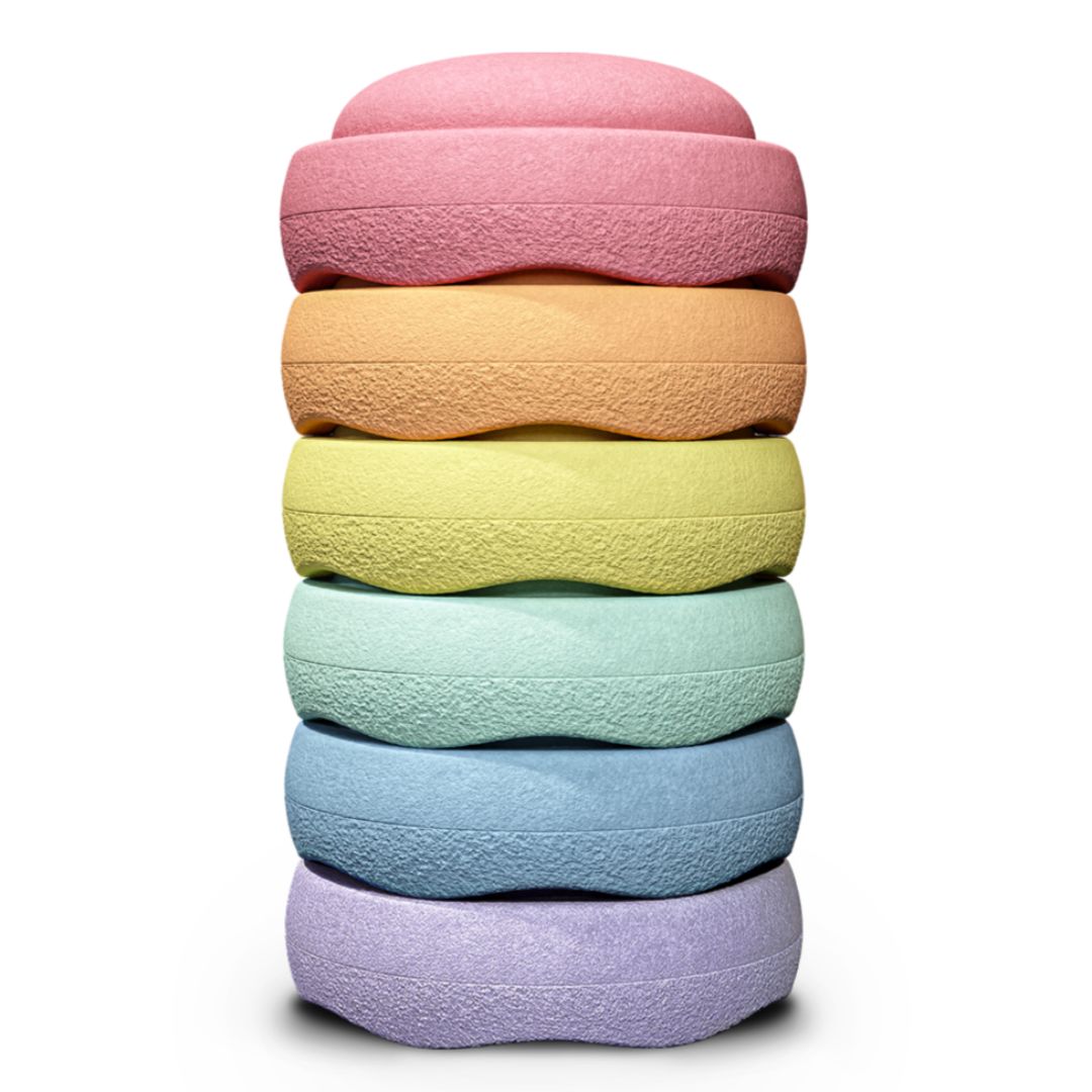 Stapelstein Rainbow Pastel set van 6 balansstenen in pasteltinten