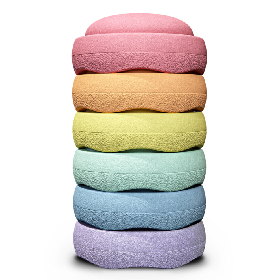 Stapelstein Rainbow Pastel set van 6 balansstenen in pasteltinten