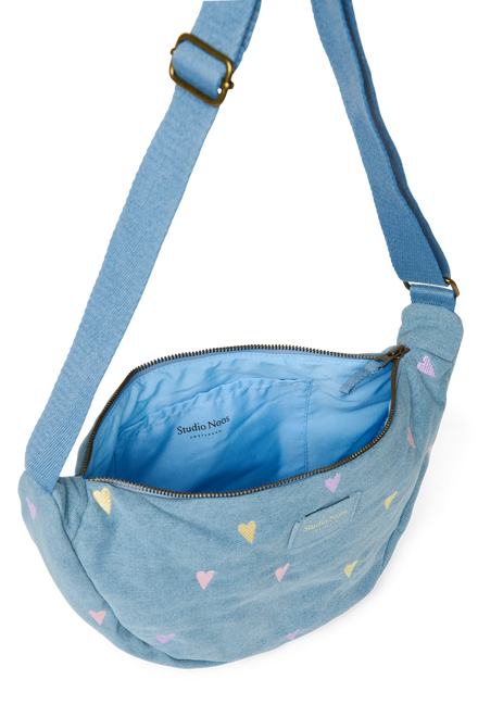 Denim Hearts heuptas van Studio Noos met hoofdvak met ritssluiting, bij De Gele Flamingo