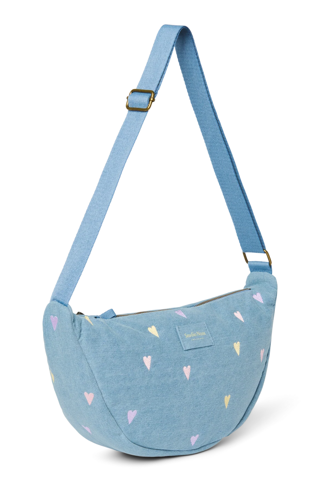 Studio Noos fanny pack met pastelkleurige hartjes en verstelbare draagband, bij De Gele Flamingo