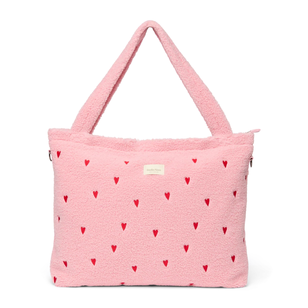 Studio Noos luiertas met rits in lichtroze Teddy Hearts bij De Gele Flamingo