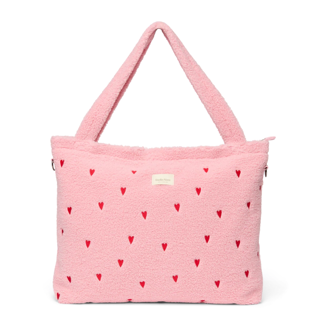 Studio Noos luiertas met rits in lichtroze Teddy Hearts bij De Gele Flamingo