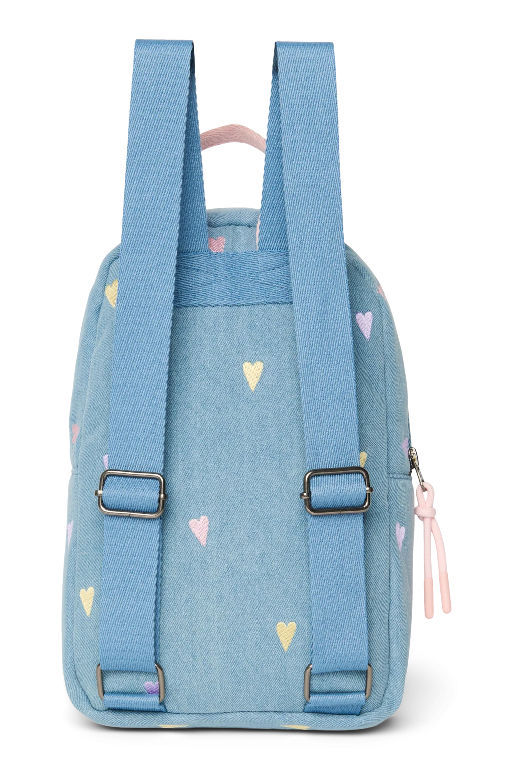 Mini rugzakje van Studio Noos in lichtblauwe denim met soepele ritssluiting, De Gele Flamingo