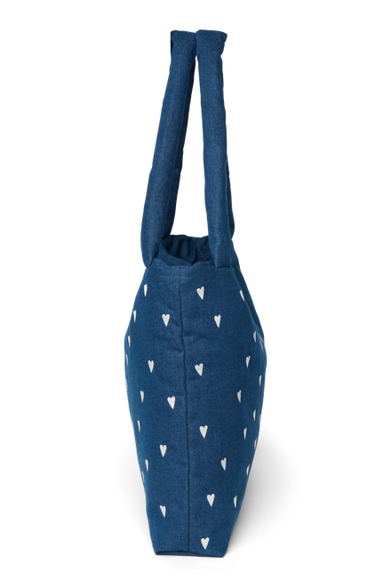 Studio Noos Mom Bag Denim Hearts met lange hengsels voor over de schouder, De Gele Flamingo