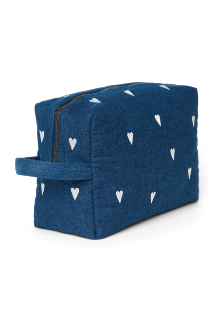 Toilettas met hartjes van Studio Noos van 28 x 11 x 18 cm, onderweg bij De Gele Flamingo