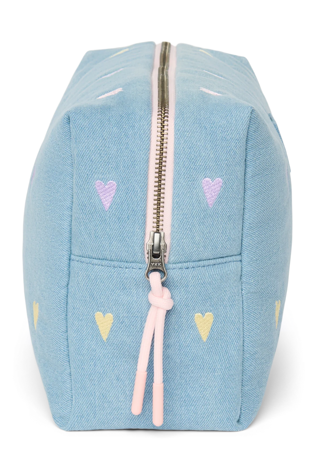 Studio Noos toilettas Denim Hearts met open binnenvak, weekendtas bij De Gele Flamingo