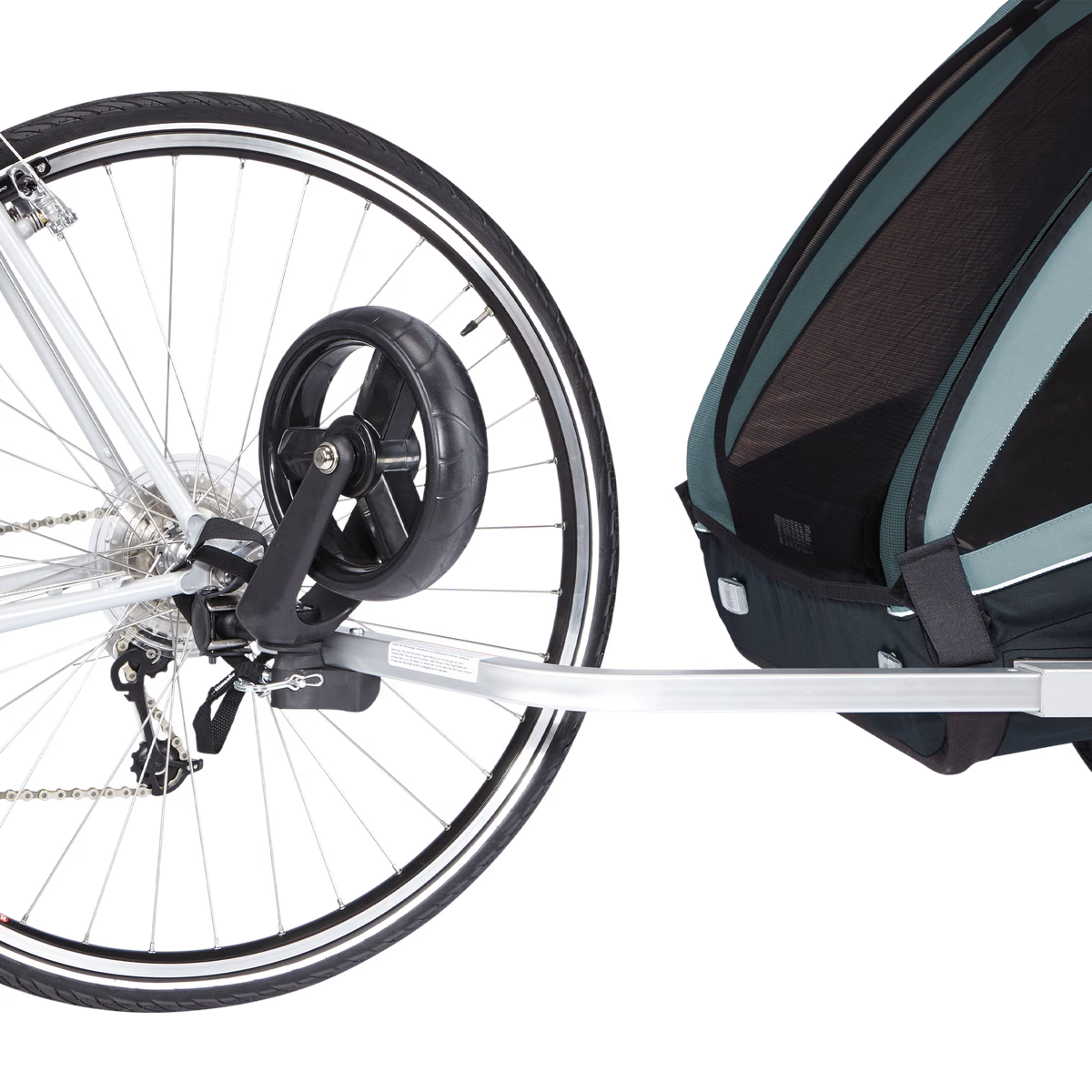 Thule Coaster XT Dubbelzit Fietstrailer in Soft Blue bij De Gele Flamingo, fietstrailer en wandelwagen in een
