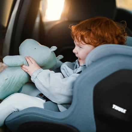 Thule Elm peuter autostoel Faded Khaki met afneembare en machinewasbare bekleding, bij De Gele Flamingo