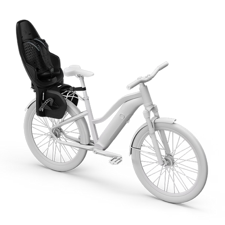Thule Yepp 2 MIK HD Midnight Black met verstelbare voetsteunen, bij De Gele Flamingo.