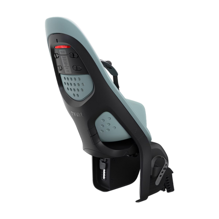 Thule Yepp 2 Maxi fietsstoel Mid Blue met DualBeam-veersysteem tegen schokken, bij De Gele Flamingo