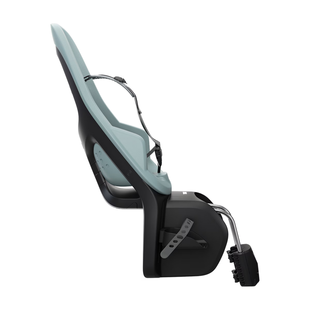 Thule Yepp 2 Maxi fietsstoel Mid Blue met zachte schokabsorberende zitting, bij De Gele Flamingo