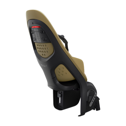 Thule Yepp 2 Maxi fietsstoel Nutria Green met DualBeam-veersysteem tegen schokken, bij De Gele Flamingo
