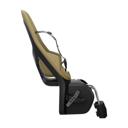 Thule Yepp 2 Maxi fietsstoel Nutria Green met zachte schokabsorberende zitting, bij De Gele Flamingo