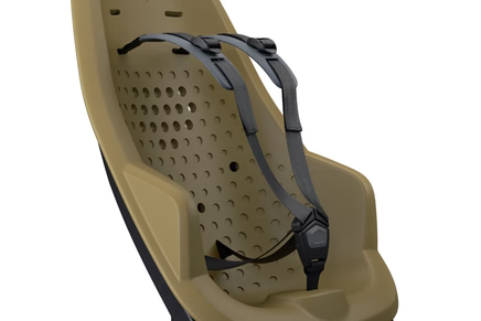 Thule Yepp 2 Maxi fietsstoel Nutria Green met universele montagebeugel met snelkoppeling, bij De Gele Flamingo