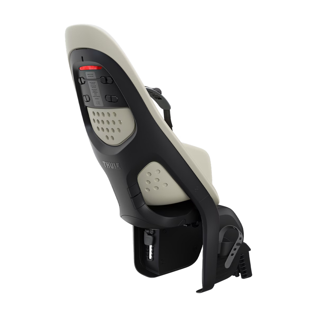 Thule Yepp 2 Maxi fietsstoel Soft Sand met DualBeam-veersysteem tegen schokken, bij De Gele Flamingo