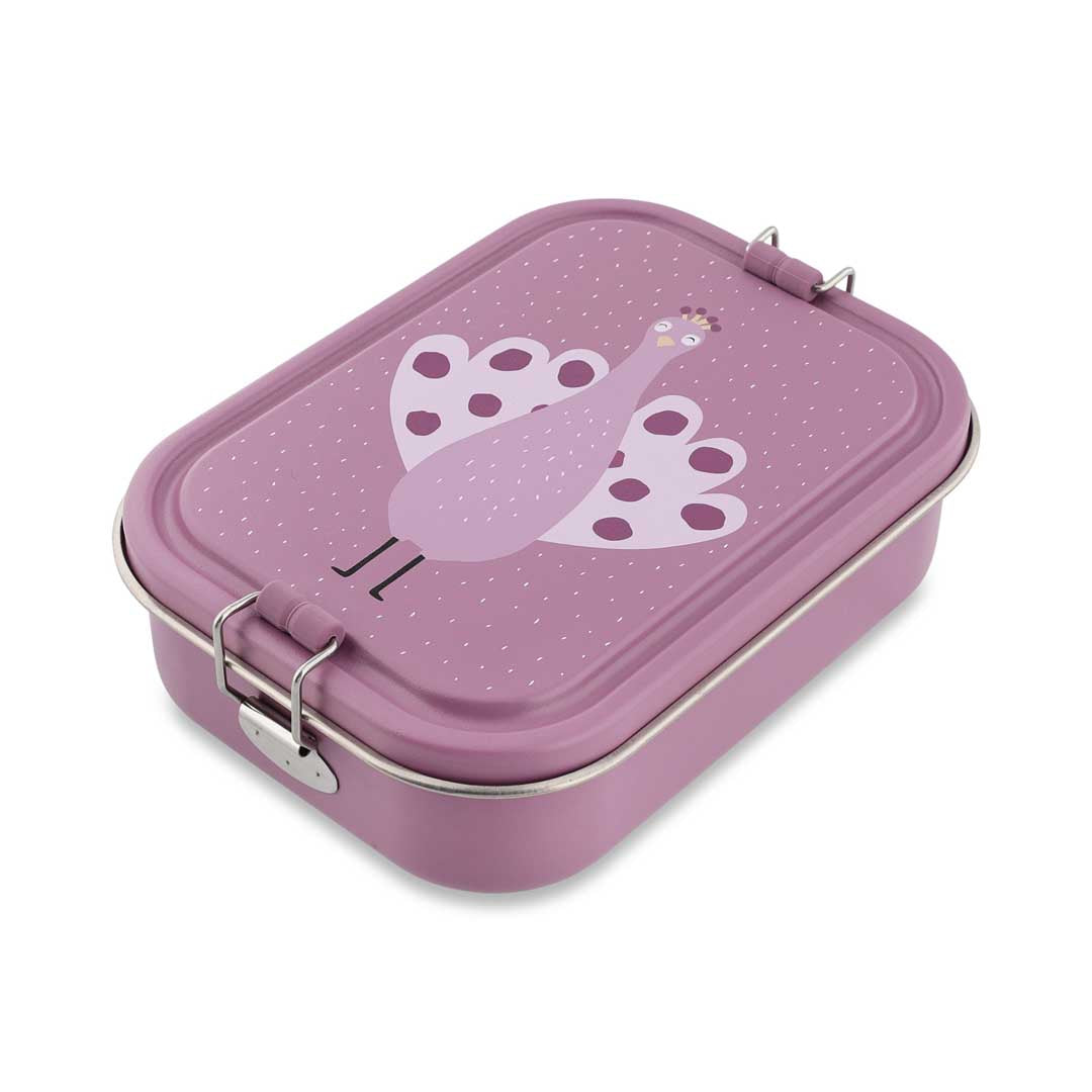 Trixie Brooddoos Groot Mrs. Peacock RVS lunchbox, vooraanzicht
