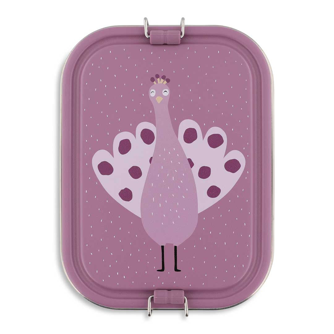 Trixie Brooddoos Groot Mrs. Peacock RVS lunchbox, vooraanzicht