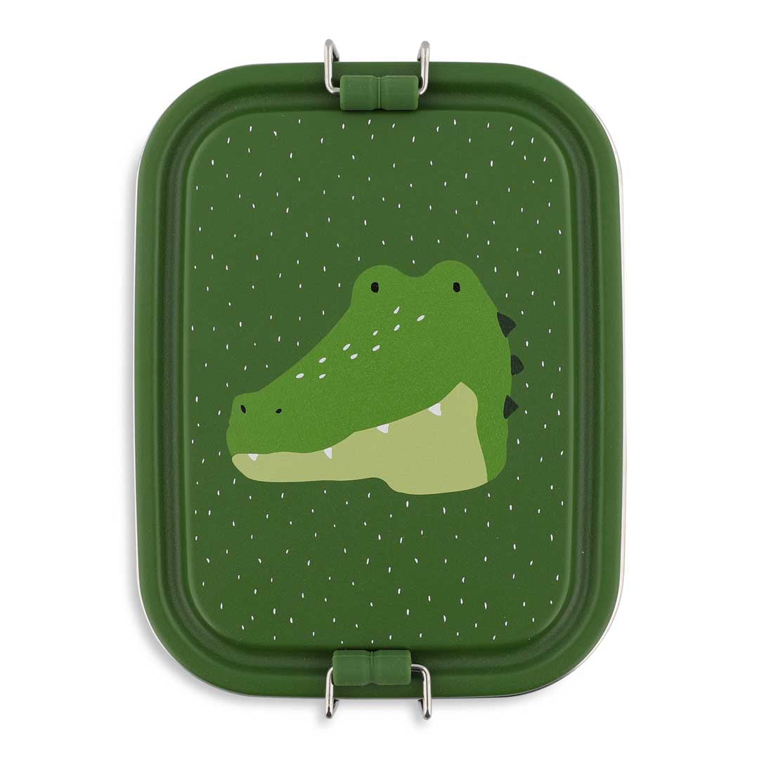 Trixie Brooddoos Klein Mr. Alligator RVS broodtrommel, vooraanzicht