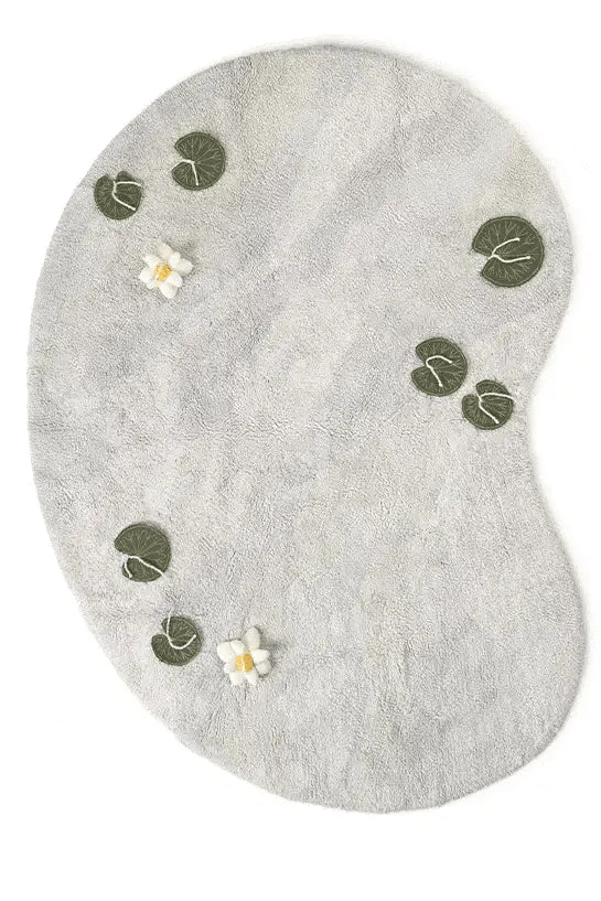 Lorena Canals speelmat Zwanenmeer met handgemaakte waterlelies, speelkleed van De Gele Flamingo