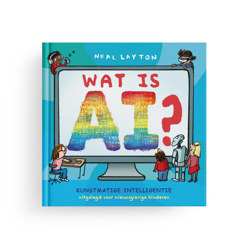 Boycott Weetjesboek Wat is AI? met de speelse illustraties van Neal Layton, te koop bij De Gele Flamingo.