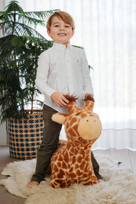 Wild & Soft Bouncy Giraf komt in een luxe geschenkdoos, een origineel cadeau van De Gele Flamingo